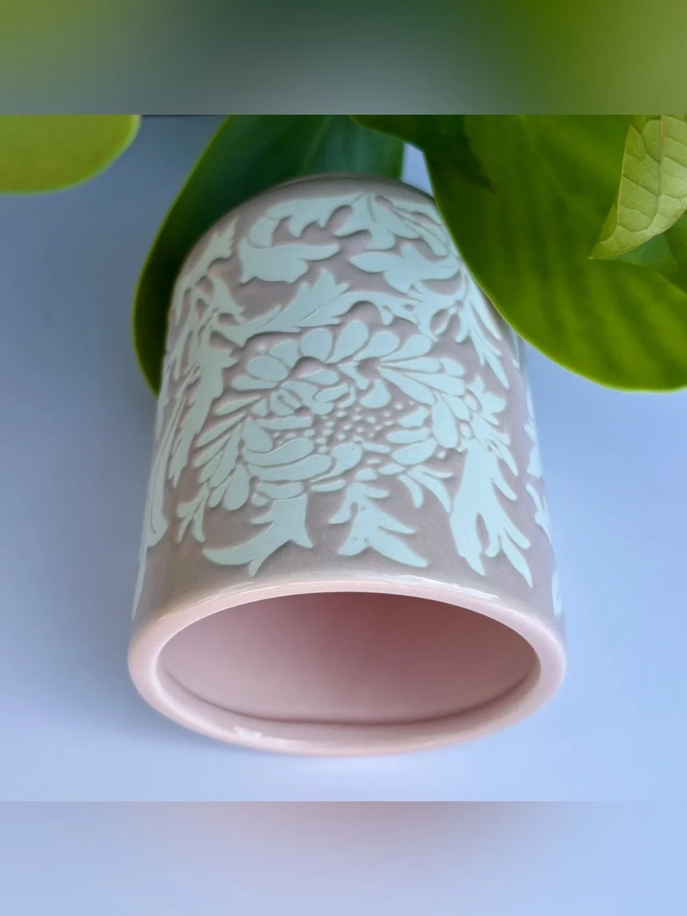 Morris & Co Pink Chrysanthemum Ceramic Bath Set Waste Bin Soap Dispenser Tumbler